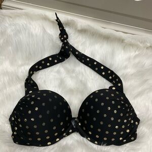 Victorias Secret Bombshell Black and Gold Polka Dot Bikini Top